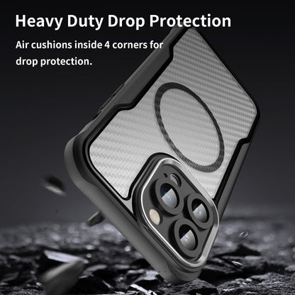 For iPhone 11 Pro Carbon Fiber Texture MagSafe Translucent Phone Case(Black) - iPhone 11 Pro Cases by buy2fix | Online Shopping UK | buy2fix