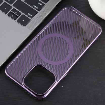 For iPhone 15 Pro Max 6D Plated Carbon Fiber Clear Magsafe PC Phone Case(Aurora Purple) - iPhone 15 Pro Max Cases by buy2fix | Online Shopping UK | buy2fix