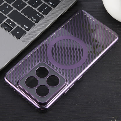 For Xiaomi 14 6D Plated Carbon Fiber Clear Magsafe PC Phone Case(Aurora Purple) - 14 Cases by buy2fix | Online Shopping UK | buy2fix