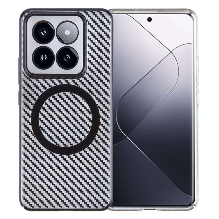 For Xiaomi 14 6D Plated Carbon Fiber Clear Magsafe PC Phone Case(Starry Black) - 14 Cases by buy2fix | Online Shopping UK | buy2fix