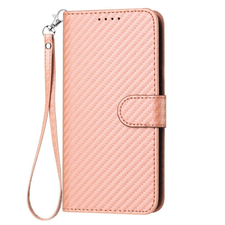 For OnePlus 11 YX0070 Carbon Fiber Buckle Leather Phone Case with Lanyard(Pink) - OnePlus Cases by buy2fix | Online Shopping UK | buy2fix