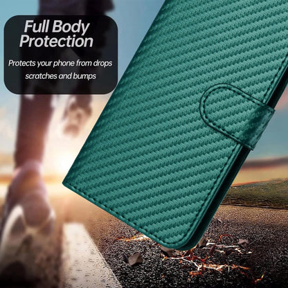 For OnePlus 11 YX0070 Carbon Fiber Buckle Leather Phone Case with Lanyard(Dark Green) - OnePlus Cases by buy2fix | Online Shopping UK | buy2fix