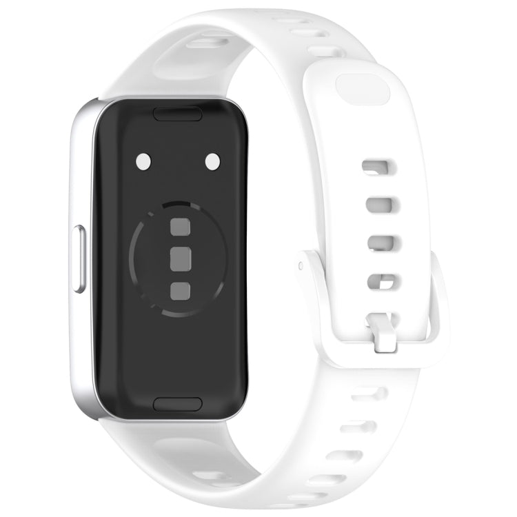 For Huawei Band 9 / 9 NFC / 8 / 8 NFC Nail Button Glossy Silicone Watch Band(White) - Watch Bands by buy2fix | Online Shopping UK | buy2fix