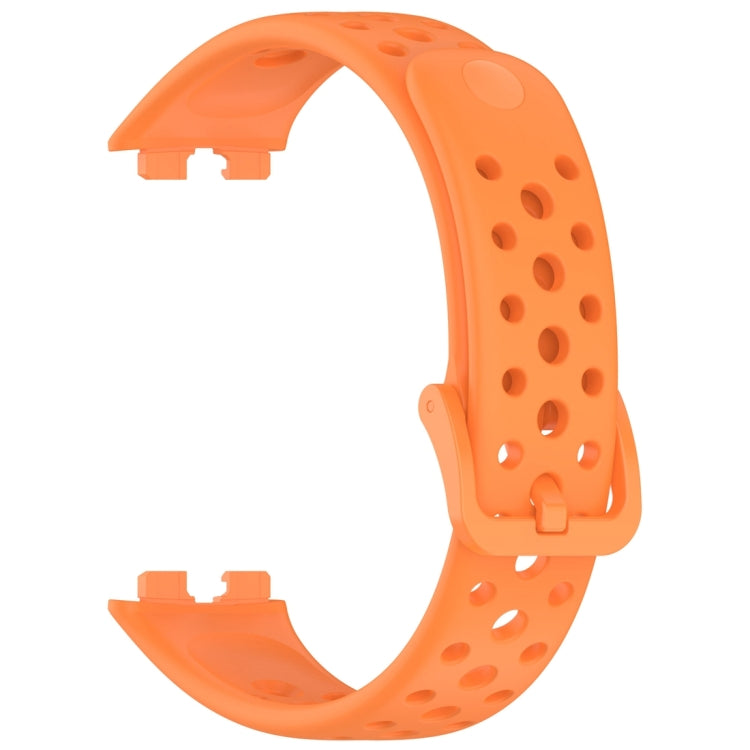 For Huawei Band 9 / 9 NFC / 8 / 8 NFC Round Hole Nail Button Silicone Watch Band(Orange) - Watch Bands by buy2fix | Online Shopping UK | buy2fix