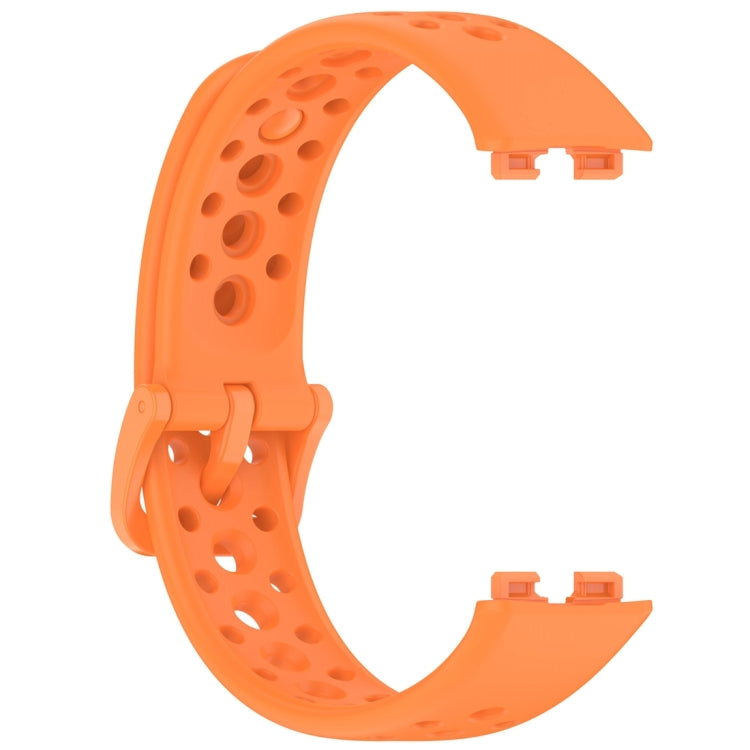 For Huawei Band 9 / 9 NFC / 8 / 8 NFC Round Hole Nail Button Silicone Watch Band(Orange) - Watch Bands by buy2fix | Online Shopping UK | buy2fix