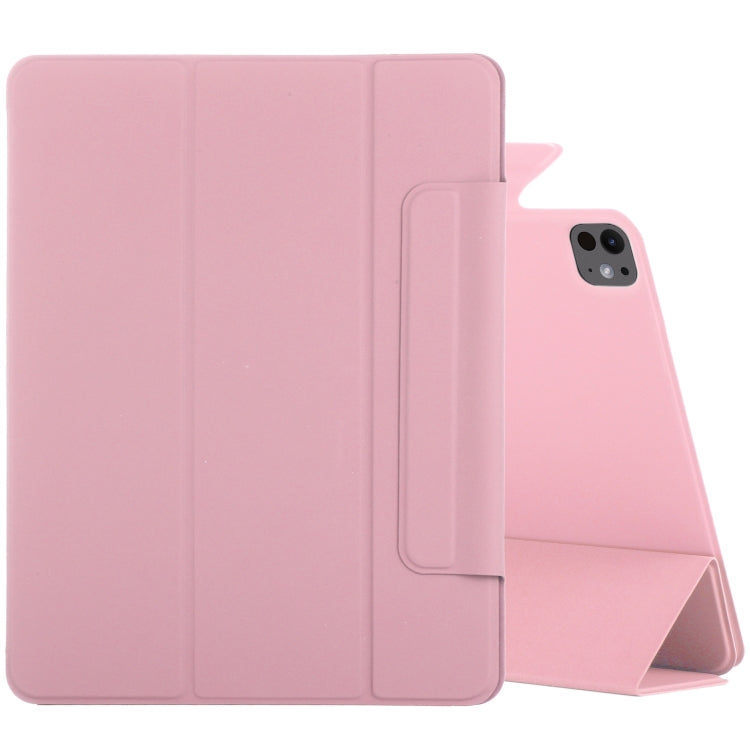 For iPad Pro 11 2024 Double-sided Clip Fixed Buckle Magnetic PU Leather Smart Tablet Case(Light Pink) - iPad Pro 11 2024 Cases by buy2fix | Online Shopping UK | buy2fix