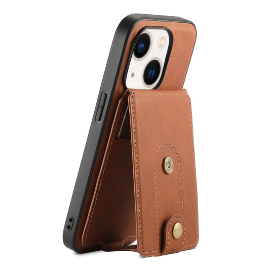 For iPhone 14/13 Denior D14 NK Retro Pattern MagSafe Magnetic Card Holder Leather Phone Case(Brown) - iPhone 14 Cases by Denior | Online Shopping UK | buy2fix