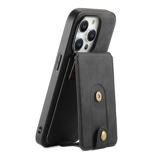 For iPhone 13 Pro Denior D14 NK Retro Pattern MagSafe Magnetic Card Holder Leather Phone Case(Black) - iPhone 13 Pro Cases by Denior | Online Shopping UK | buy2fix