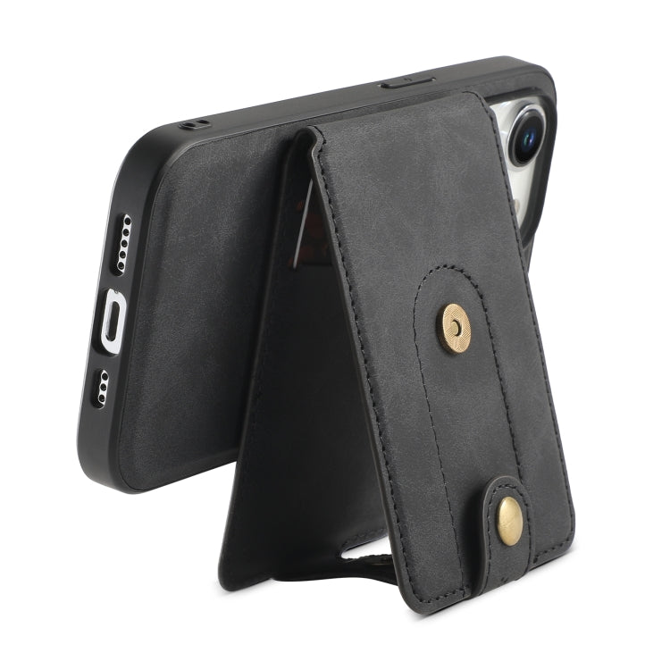 For iPhone 13 Pro Denior D14 NK Retro Pattern MagSafe Magnetic Card Holder Leather Phone Case(Black) - iPhone 13 Pro Cases by Denior | Online Shopping UK | buy2fix