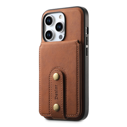 For iPhone 12/12 Pro Denior D14 NK Retro Pattern MagSafe Magnetic Card Holder Leather Phone Case(Brown) - iPhone 12 / 12 Pro Cases by Denior | Online Shopping UK | buy2fix