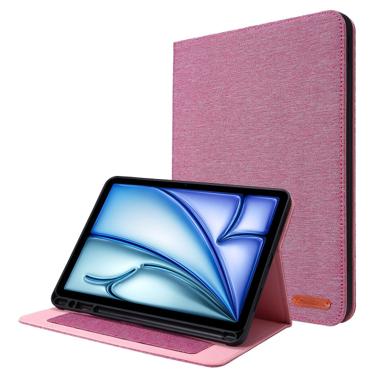 For iPad Air 13 2025 / 2024 Fabric Leather Tablet Case(Rose Red) - iPad Air 13 2025 / 2024 Cases by buy2fix | Online Shopping UK | buy2fix