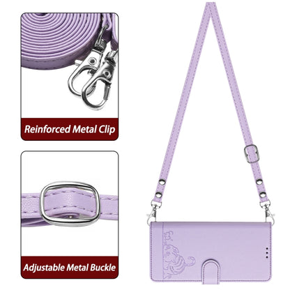 For OnePlus Nord CE4 5G Cat Rat Embossed Pattern RFID Leather Phone Case with Lanyard(Purple) - OnePlus Cases by buy2fix | Online Shopping UK | buy2fix