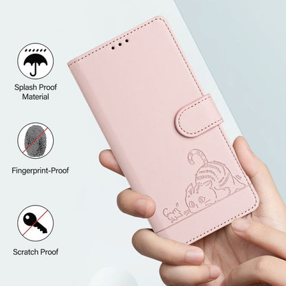 For OnePlus 10 Pro 5G Cat Rat Embossed Pattern RFID Leather Phone Case with Lanyard(Pink) - OnePlus Cases by buy2fix | Online Shopping UK | buy2fix