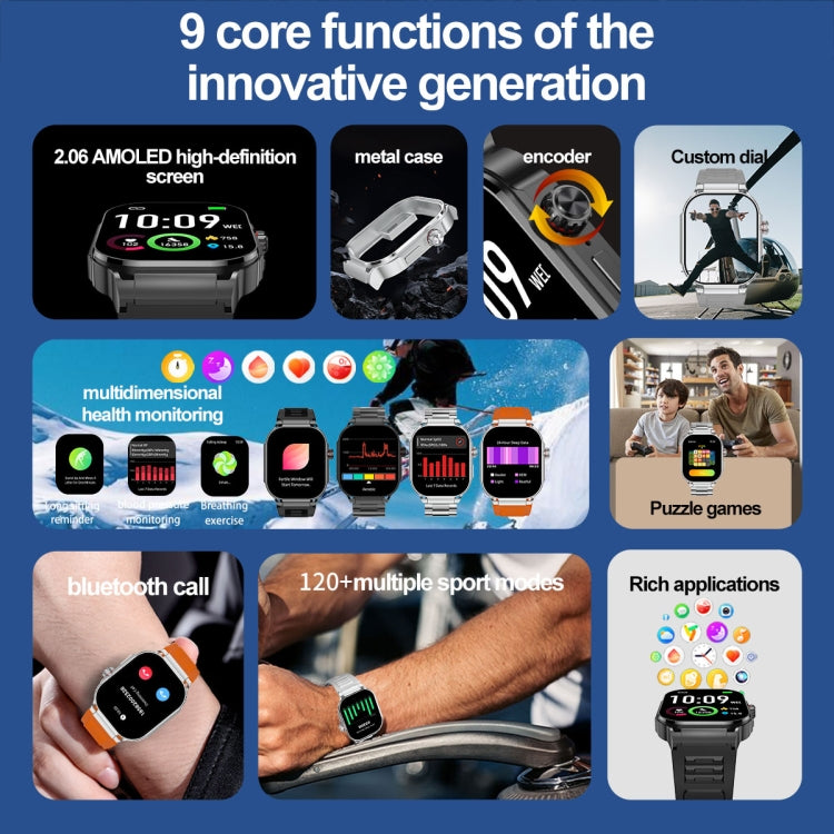 G40S 2.06 inch IP67 BT5.2 Sport Smart Watch, Support Bluetooth Call / Sleep / Blood Oxygen / Heart Rate / Blood Pressure Health Monitor(Grey) - Smart Watches by buy2fix | Online Shopping UK | buy2fix