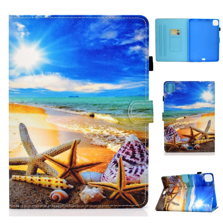 For iPad Pro 11 2024 Painted Stitching Smart Leather Tablet Case(Blue Sky Starfish) - iPad Pro 11 2024 Cases by buy2fix | Online Shopping UK | buy2fix