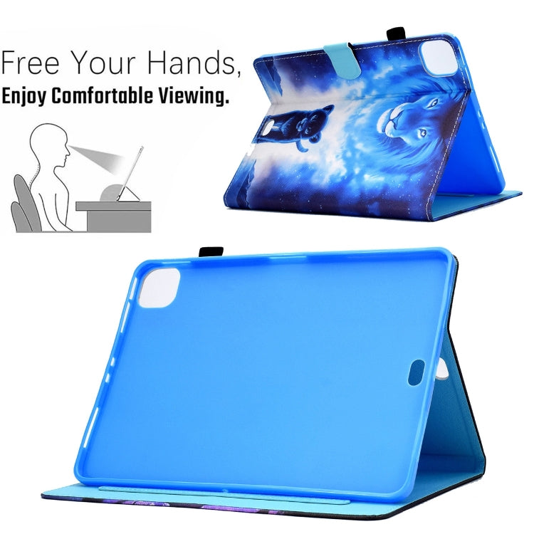 For iPad Pro 11 2024 Painted Stitching Smart Leather Tablet Case(Lion) - iPad Pro 11 2024 Cases by buy2fix | Online Shopping UK | buy2fix