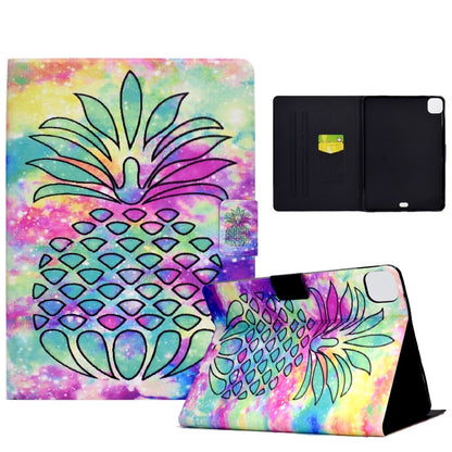 For iPad Pro 11 2024 Colored Drawing Smart Leather Tablet Case(Colored Pineapple) - iPad Pro 11 2024 Cases by buy2fix | Online Shopping UK | buy2fix