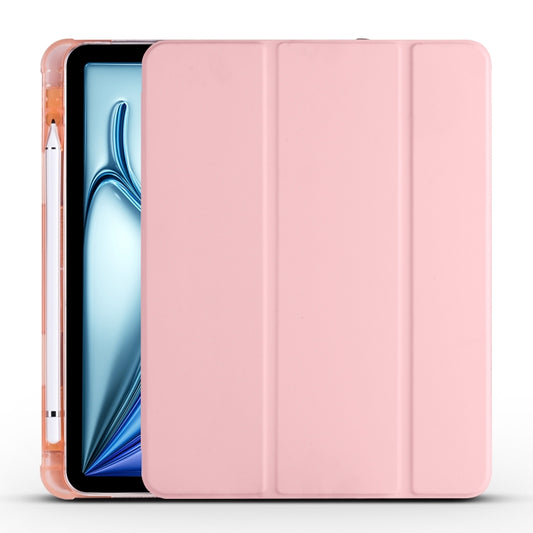 For iPad Air 11 2024 3-fold TPU Leather Smart Tablet Case with Pen Slot(Pink) - iPad Air 11 2024 Cases by buy2fix | Online Shopping UK | buy2fix