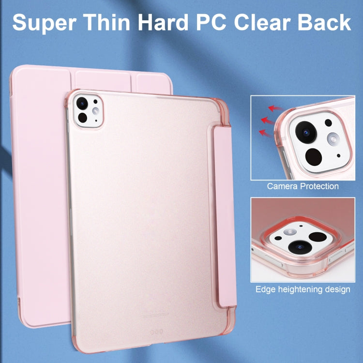 For iPad Pro 13 2024 3-fold Semi-transparent Frosted Smart Leather Tablet Case(Rose Gold) - iPad Pro 13 2024 Cases by buy2fix | Online Shopping UK | buy2fix