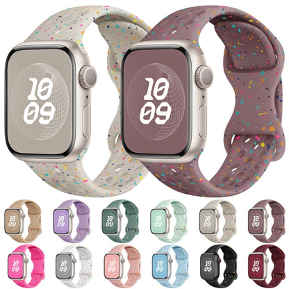 For Apple Watch 38mm Hole Style Butterfly Buckle Camouflage Silicone Watch Band(Smoke Purple) - Watch Bands by buy2fix | Online Shopping UK | buy2fix