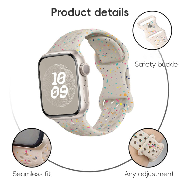For Apple Watch Series 9 45mm Hole Style Butterfly Buckle Camouflage Silicone Watch Band(Light Mint) - Watch Bands by buy2fix | Online Shopping UK | buy2fix