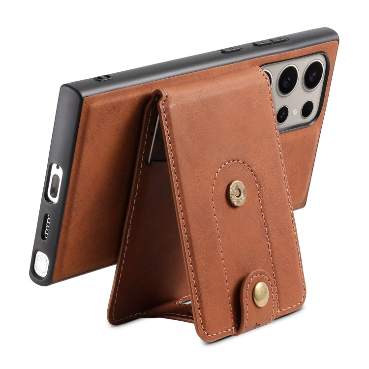 For Samsung Galaxy S23 Ultra 5G Denior D14 NK Retro Pattern MagSafe Magnetic Card Holder Leather Phone Case(Brown) - Galaxy S23 Ultra 5G Cases by Denior | Online Shopping UK | buy2fix
