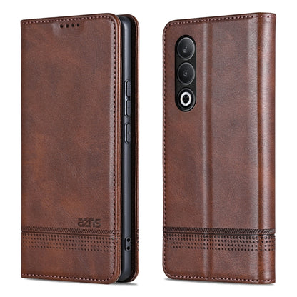 For OnePlus Nord CE4 AZNS Magnetic Calf Texture Flip Leather Phone Case(Dark Brown) - OnePlus Cases by AZNS | Online Shopping UK | buy2fix