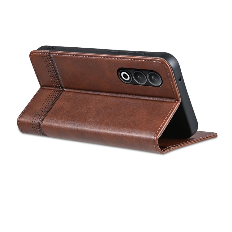 For OnePlus Nord CE4 AZNS Magnetic Calf Texture Flip Leather Phone Case(Dark Brown) - OnePlus Cases by AZNS | Online Shopping UK | buy2fix