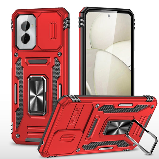 For Motorola Moto G Play 5G 2024 Armor PC + TPU Camera Shield Phone Case(Red) - Motorola Cases by buy2fix | Online Shopping UK | buy2fix