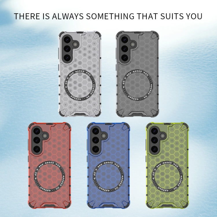 or Samsung Galaxy S25+ 5G Honeycomb Magnetic Ring Shockproof Phone Case(White) - Galaxy S25+ 5G Cases by buy2fix | Online Shopping UK | buy2fix