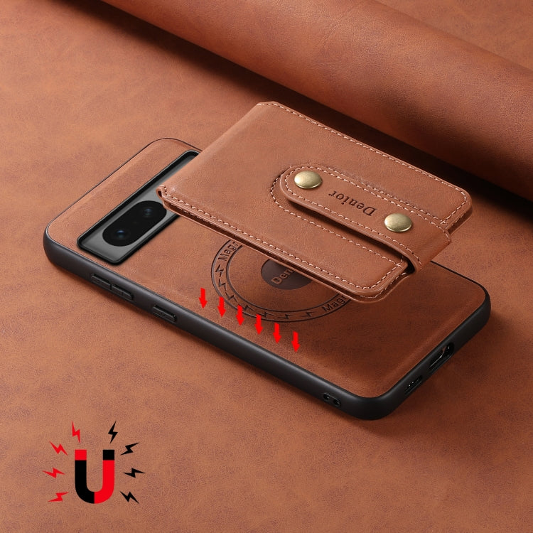 For Google Pixel 7 5G Denior D14 NK Retro Pattern MagSafe Magnetic Card Holder Leather Phone Case(Brown) - Google Cases by Denior | Online Shopping UK | buy2fix