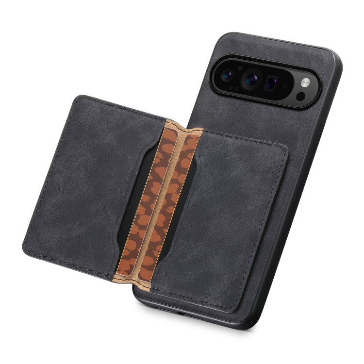 For Google Pixel 9 Pro Denior D13 Retro Texture Leather MagSafe Card Bag Phone Case(Black) - Google Cases by Denior | Online Shopping UK | buy2fix