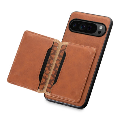 For Google Pixel 9 Pro Denior D13 Retro Texture Leather MagSafe Card Bag Phone Case(Brown) - Google Cases by Denior | Online Shopping UK | buy2fix
