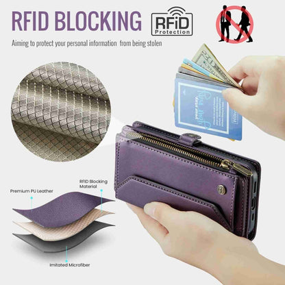 For iPhone 14 Pro CaseMe C36 Card Slots Zipper Wallet RFID Anti-theft Leather Phone Case(Purple) - iPhone 14 Pro Cases by CaseMe | Online Shopping UK | buy2fix