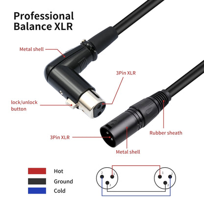 XK041L XLR 3pin Straight Male to Elbow Female Audio Cable, Length:3m(Black) - Microphone Audio Cable & Connector by buy2fix | Online Shopping UK | buy2fix