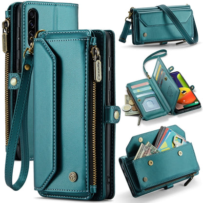 For Samsung Galaxy A30s / A50s / A50 CaseMe C36 Card Slots Zipper Wallet RFID Anti-theft Leather Phone Case(Blue-green) - Galaxy Phone Cases by CaseMe | Online Shopping UK | buy2fix