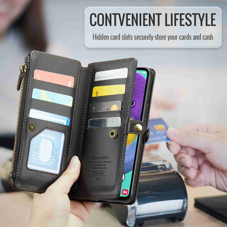 For Samsung Galaxy A51 4G CaseMe C36 Card Slots Zipper Wallet RFID Anti-theft Leather Phone Case(Black) - Galaxy Phone Cases by CaseMe | Online Shopping UK | buy2fix