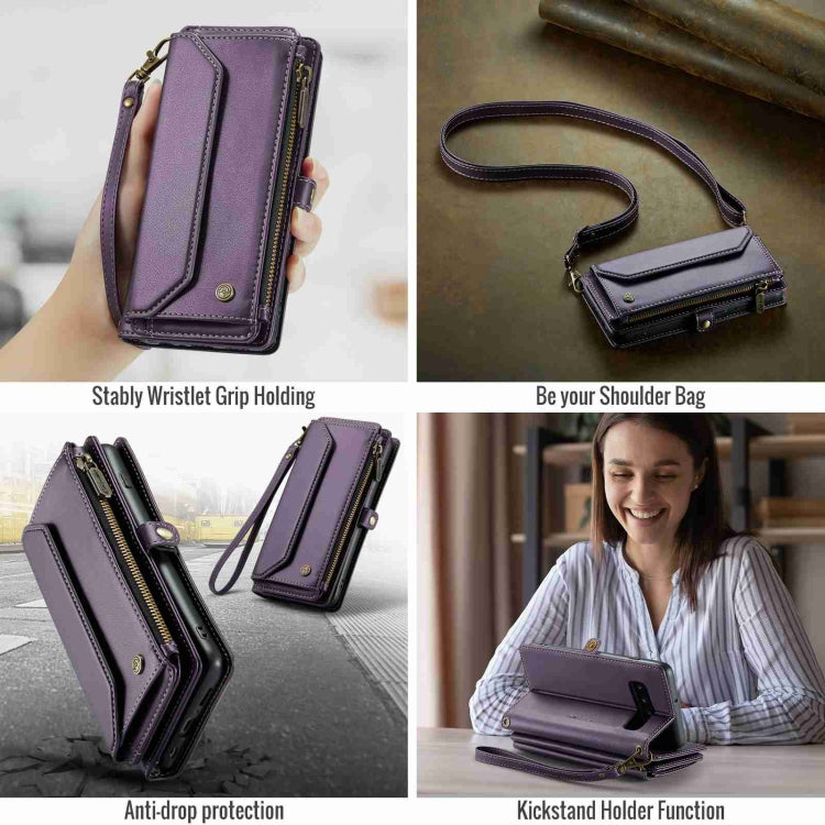 For Samsung Galaxy S10+ CaseMe C36 Card Slots Zipper Wallet RFID Anti-theft Leather Phone Case(Purple) - Galaxy Phone Cases by CaseMe | Online Shopping UK | buy2fix