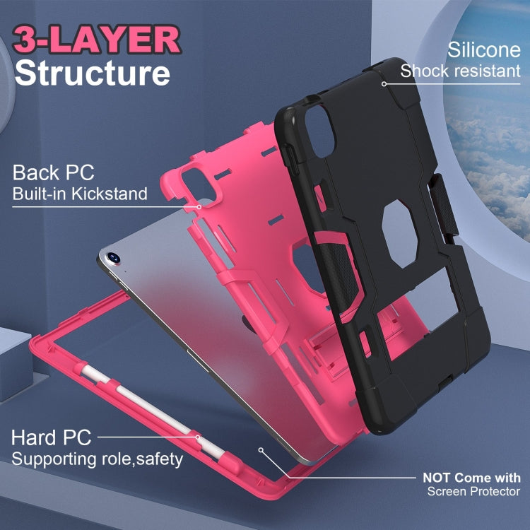 For iPad Air 11 2024 Contrast Color Silicone Acrylic PC Tablet Case with Holder(Black Rose Red) - iPad Air 11 2024 Cases by buy2fix | Online Shopping UK | buy2fix