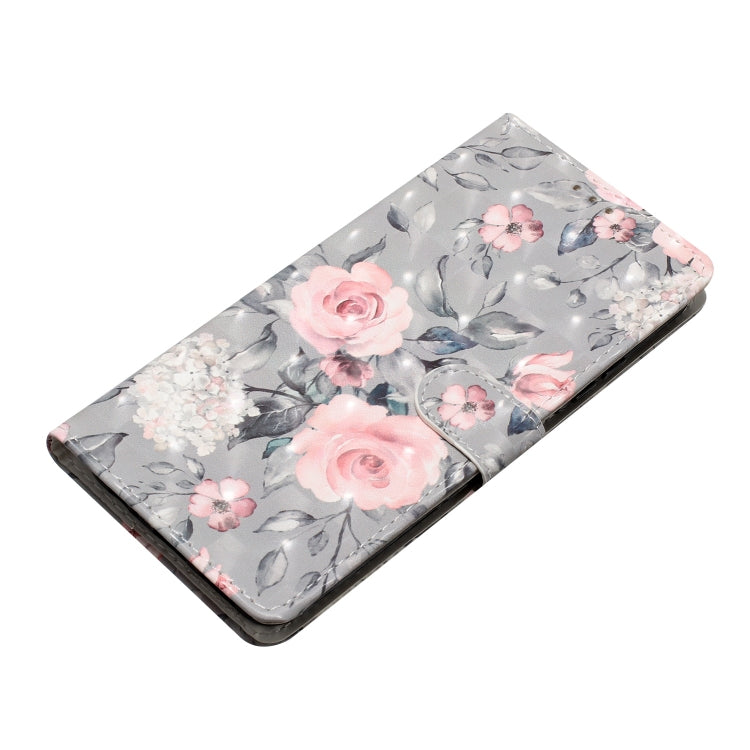 For iPhone 16 Plus 3D Pattern Leather Phone Case(Gray Base Flower) - iPhone 16 Plus Cases by buy2fix | Online Shopping UK | buy2fix