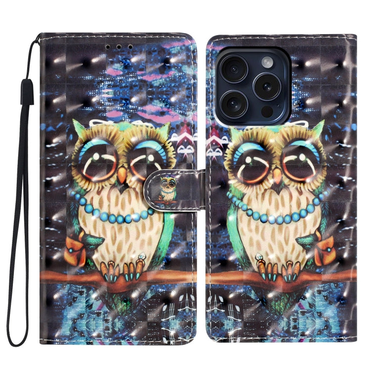 For iPhone 16 Pro Max 3D Pattern Leather Phone Case(Big-eyed owl) - iPhone 16 Pro Max Cases by buy2fix | Online Shopping UK | buy2fix