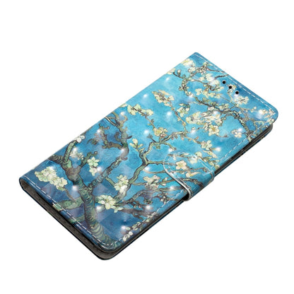 For iPhone 16 Pro Max 3D Pattern Leather Phone Case(Blue Base Apricot Flower) - iPhone 16 Pro Max Cases by buy2fix | Online Shopping UK | buy2fix