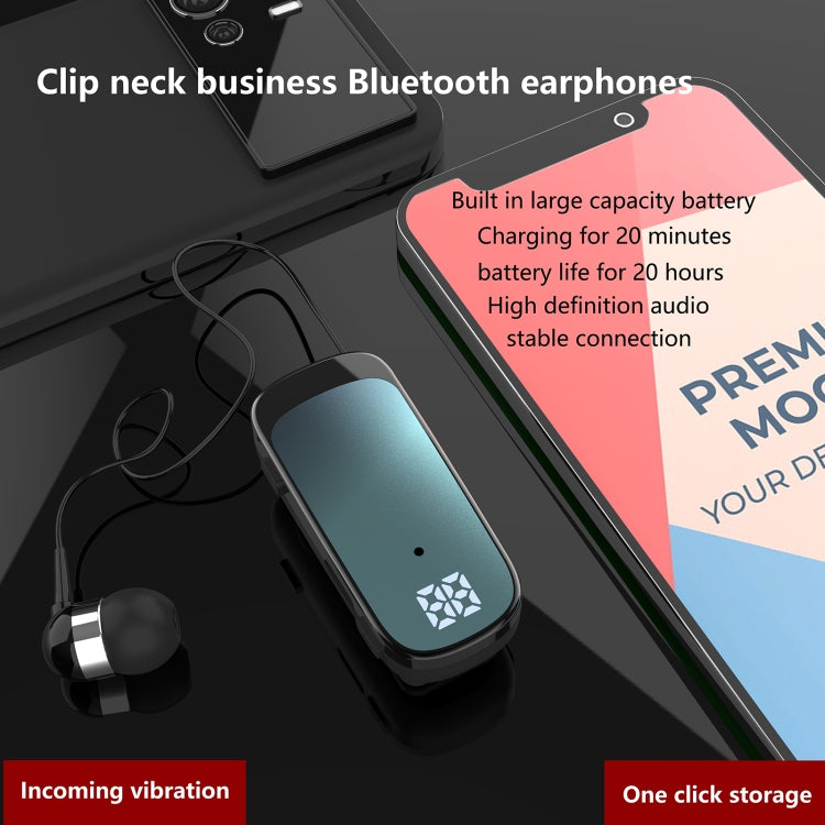 K65 Business Lavalier Retractable Cable Bluetooth Earphone(Black) - Bluetooth Earphone by buy2fix | Online Shopping UK | buy2fix