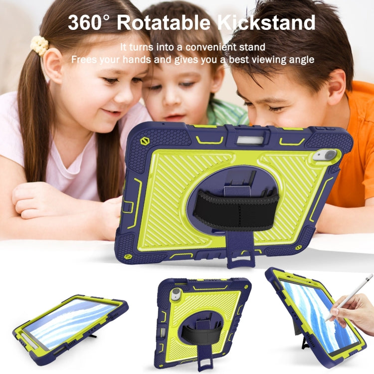 For iPad Air 11 2024 / Air 2022 10.9 360 Degree Rotation PC Contrast Silicone Tablet Case(Navy Blue + Yellow Green) - iPad Air 11 2024 Cases by buy2fix | Online Shopping UK | buy2fix