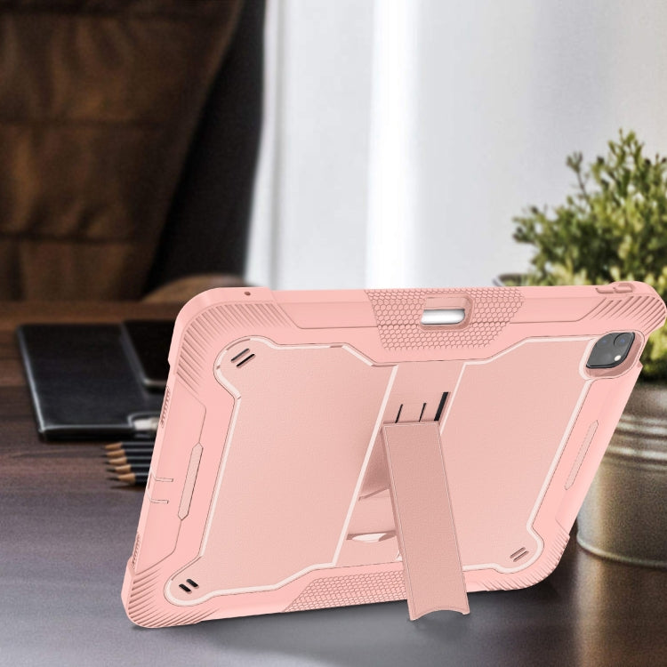 For iPad Pro 13 2024 Shockproof Silicone Hybrid PC Tablet Case with Holder(Rose Gold) - iPad Pro 13 2024 Cases by buy2fix | Online Shopping UK | buy2fix