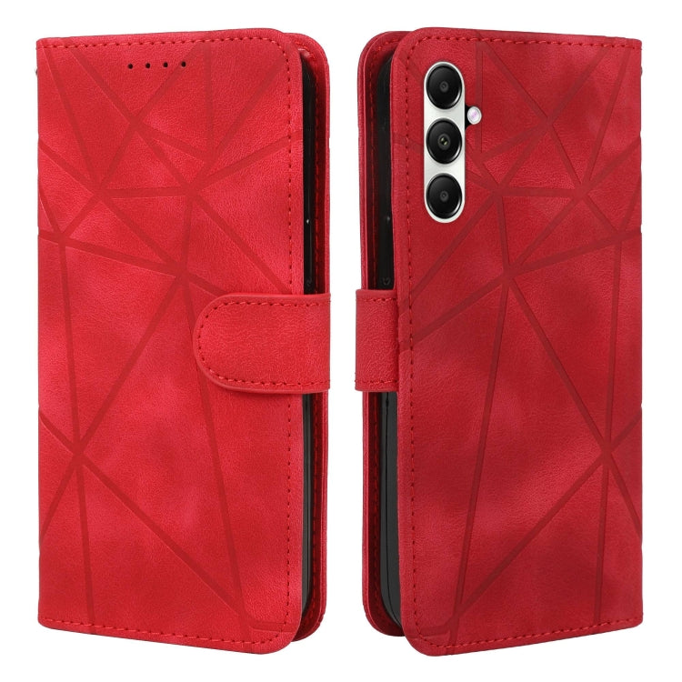 For Samsung Galaxy S24 / S25 5G Skin Feel Geometric Lines Leather Phone Case(Red) - Galaxy S24 5G Cases by buy2fix | Online Shopping UK | buy2fix