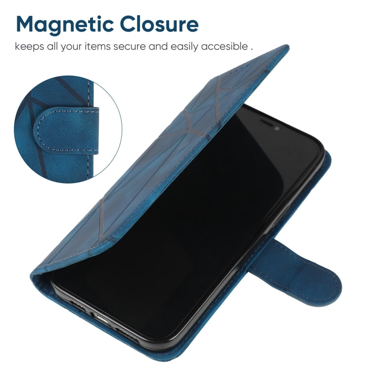 For Samsung Galaxy S24+ / S25+ 5G Skin Feel Geometric Lines Leather Phone Case(Blue) - Galaxy S24+ 5G Cases by buy2fix | Online Shopping UK | buy2fix