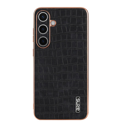 For Samsung Galaxy S24+ 5G AZNS Electroplated Frame Crocodile Texture Full Coverage Phone Case(Black) - Galaxy S22+ 5G Cases by AZNS | Online Shopping UK | buy2fix