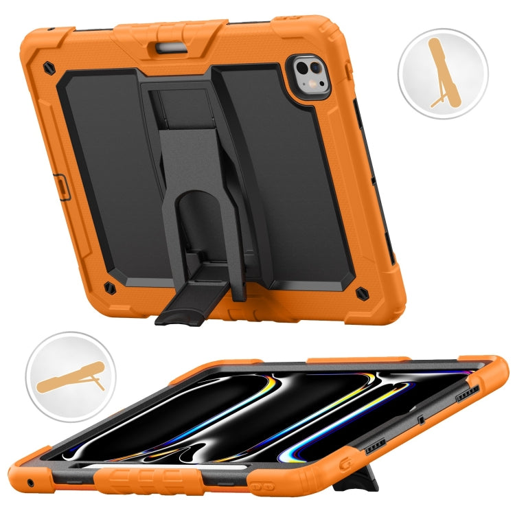 For iPad Pro 13 2024 Silicone Hydric PC Tablet Case with Shoulder Strap & Holder(Orange) - iPad Pro 13 2024 Cases by buy2fix | Online Shopping UK | buy2fix