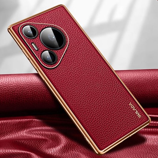 For Huawei Pura 70 Pro SULADA TPU + Litchi Texture Leather Phone Case(Red) - Huawei Cases by SULADA | Online Shopping UK | buy2fix